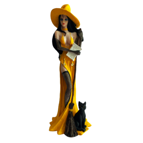 Bruxa Moderna Sabrina de Resina 15cm Amarelo