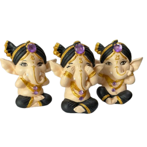 Trio de Ganesha Baby - Preto