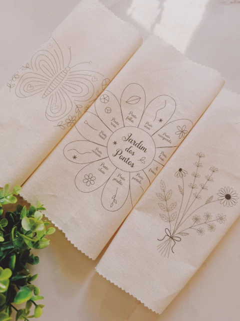 Kit 3 Riscos BordaPlanta Impressos no Tecido - comprar online