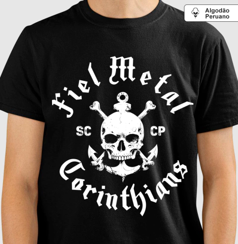 Camiseta Algodão Peruano Fiel Metal - Corinthians Rock