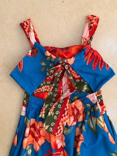 VESTIDO LONGO FLORES TROPICAIS AZUL - comprar online