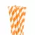 Canudo De Papel Listrado Cor Laranja Pacote 12 Unidades