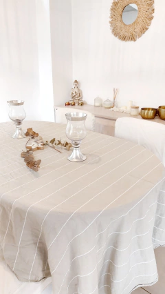 2,5m Mantel cemento rayas blancas