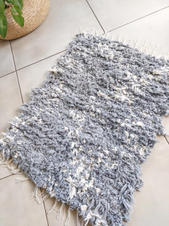 Alfombra lana 50x60 | Gris con crudo