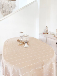 2,5m Mantel tostado rayas blancas - comprar online