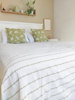 Cubrecama tusor rayas finas verdes - comprar online