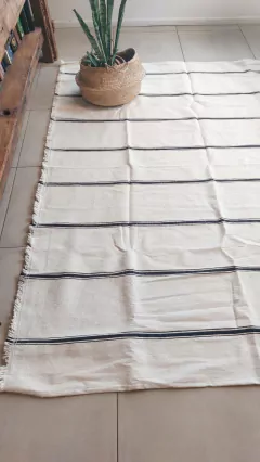 Alfombra 2x1.5 | Rayas combinadas negras - tienda online