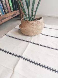 Alfombra 2x1.5 | Rayas combinadas negras
