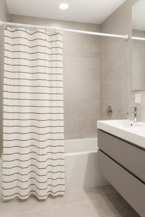 Cortina gasa a rayas grafito con ojales - comprar online