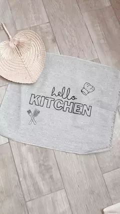 Trapito de piso Kitchen gris letras negras
