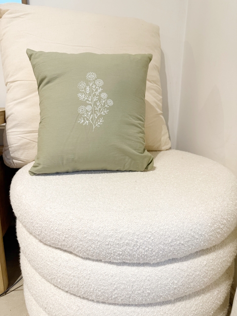 Almohadón completo | Flores | Verde | 40x40cm - comprar online