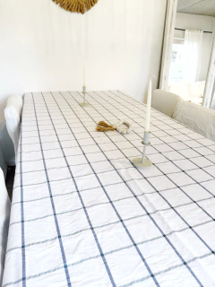 2m Mantel cuadros Negro y Gris