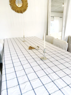 2m Mantel cuadros Negro y Gris - tienda online