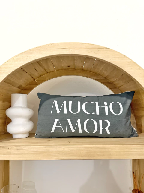 Almohadón completo | Mucho amor | Grafito | 50x25cm - comprar online