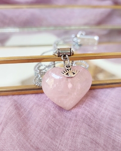 Collar corazón Cuarzo rosa