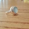 Anillo Ágata Cielo mini cuadrado