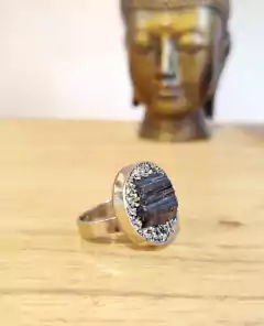 Anillo circular Pirita y Turmalina en internet