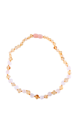 COLLAR BEBÉ ÁMBAR BÁLTICO 32CM MIEL Y ROSA