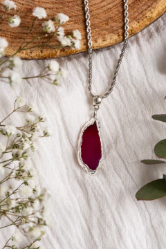 COLLAR SUERTE CON ÁGATA FUCSIA/ÁGATA VIOLETA - tienda online