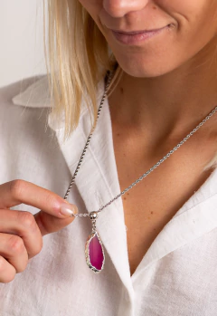 COLLAR SUERTE CON ÁGATA FUCSIA/ÁGATA VIOLETA - Ámbar accesorios