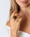ANILLO CIRCULAR REGULABLE CON CUARZO ROSA/OJO DE TIGRE - comprar online