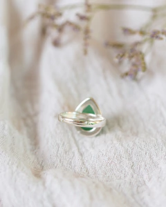 ANILLO GOTA REGULABLE CON ÁGATA Y CUARZO VERDE