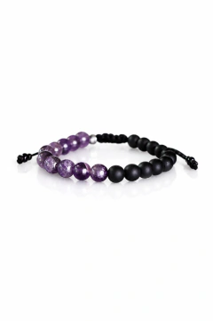 PULSERA HOMBRE ARCADÍA CON AMATISTA Y ÓNIX -APTA AGUA-