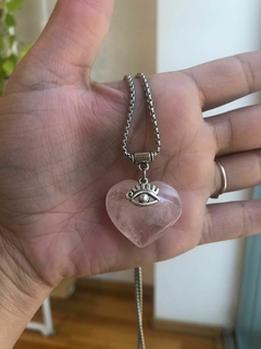 Collar corazón Cuarzo rosa en internet