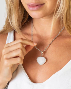 -SALE- COLLAR CORAZÓN CON ÁGATA/CUARZO BLANCO/CUARZO TURMALINADO en internet