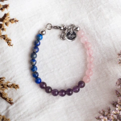 PULSERA SIGNO LIBRA CON CUARZO ROSA, AMATISTA Y LAPISLÁZULI