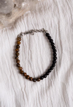 PULSERA HOMBRE PODER CON OBSIDIANA Y OJO DE TIGRE - comprar online