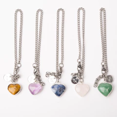 PULSERA CORAZÓN CON AMATISTA, SODALITA, CUARZO VERDE, OJO DE TIGRE, CUARZO ROSA. - comprar online