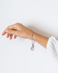 PULSERA CORAZÓN CON AMATISTA, SODALITA, CUARZO VERDE, OJO DE TIGRE, CUARZO ROSA.