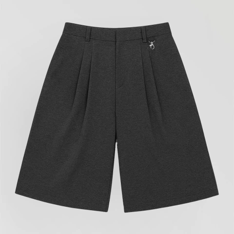 Bermuda sastrera baggy gris melange - comprar online