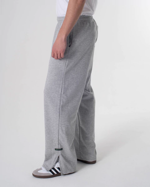 Pantalón sweat holgado con cierres gris melange - comprar online