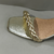 Sandália tranças salto geométrico dourado - Becca Calçados Numeração especial | Sapatos Grandes | Plus Size