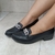 Mocassim feminino preto com correntes pratas - Becca Calçados Numeração especial | Sapatos Grandes | Plus Size