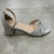 Sandália salto bloco brilhosa prata Galaxi - Becca Calçados Numeração especial | Sapatos Grandes | Plus Size
