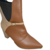 Bota feminina bico fino salto quadrado cano médio com fivela e elástico Caramelo e bege - comprar online