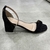 Sandália salto bloco tira única brilhosa preto Galaxi - Becca Calçados Numeração especial | Sapatos Grandes | Plus Size