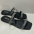 Rasteira Preta Flat com 2 tiras brilhosas - Becca Calçados Numeração especial | Sapatos Grandes | Plus Size