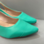 Scarpin aberto atrás verde salto bloco - Becca Calçados Numeração especial | Sapatos Grandes | Plus Size