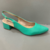 Scarpin aberto atrás verde salto bloco - loja online