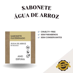 Sabonete de Água de Arroz Clareador Artesanal - Amo Espuma | Os melhores artesanais para você