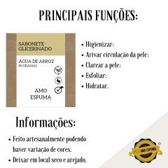 Sabonete de Água de Arroz Clareador Artesanal - loja online