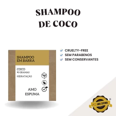 Shampoo Sólido De Coco Cabelos Secos e Danificados Vegano Natural - Amo Espuma | Os melhores artesanais para você