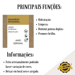 Shampoo Sólido De Coco Cabelos Secos e Danificados Vegano Natural - loja online