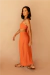 Saia midi fenda laranja Celebrando - comprar online
