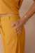 Pantalona de cós chapado com amarrações Pôr do Sol mostarda - loja online