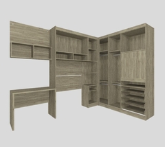 Guarda Roupa Dormitório Modulado Master Solteiro Canto c/ Painel p/ TV Mesa Escrivaninha c/ Nicho - Roupeiro Luciane M04 na internet
